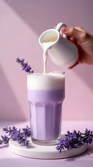TikTok preview: lavender milk poured into an iced latte