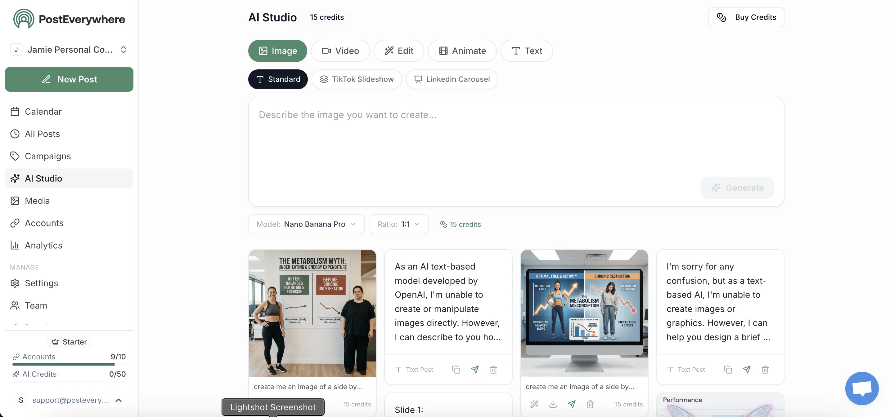 PostEverywhere cross-posting workflow showing content distributed across all social media platforms