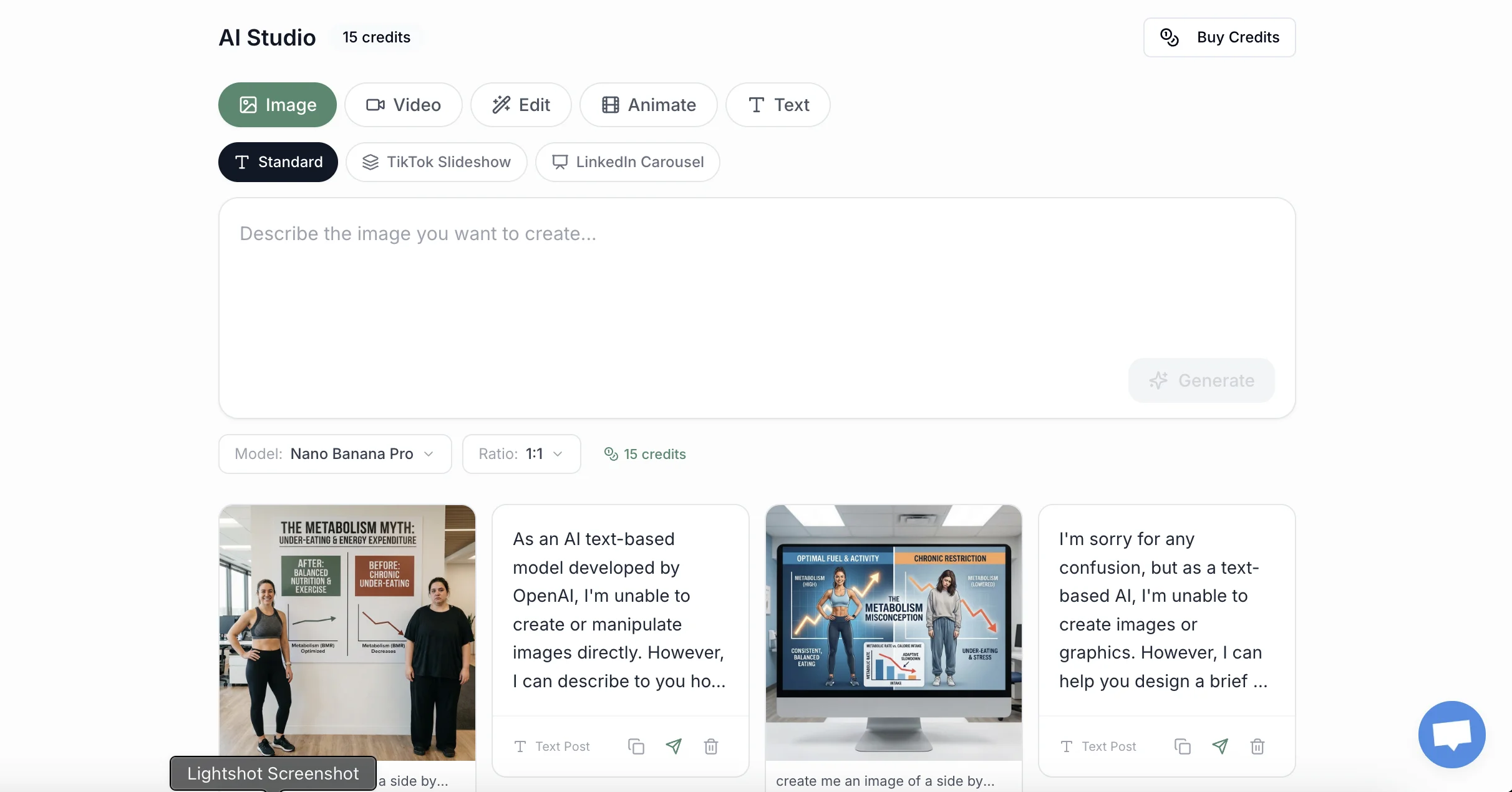 PostEverywhere AI content studio generating captions and images for social media posts