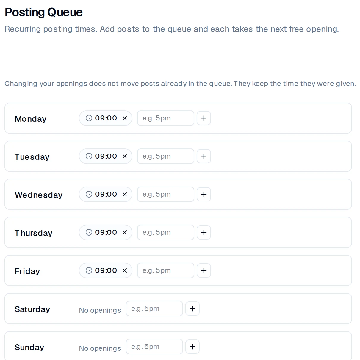 Recurring posting times in the PostEverywhere posting queue